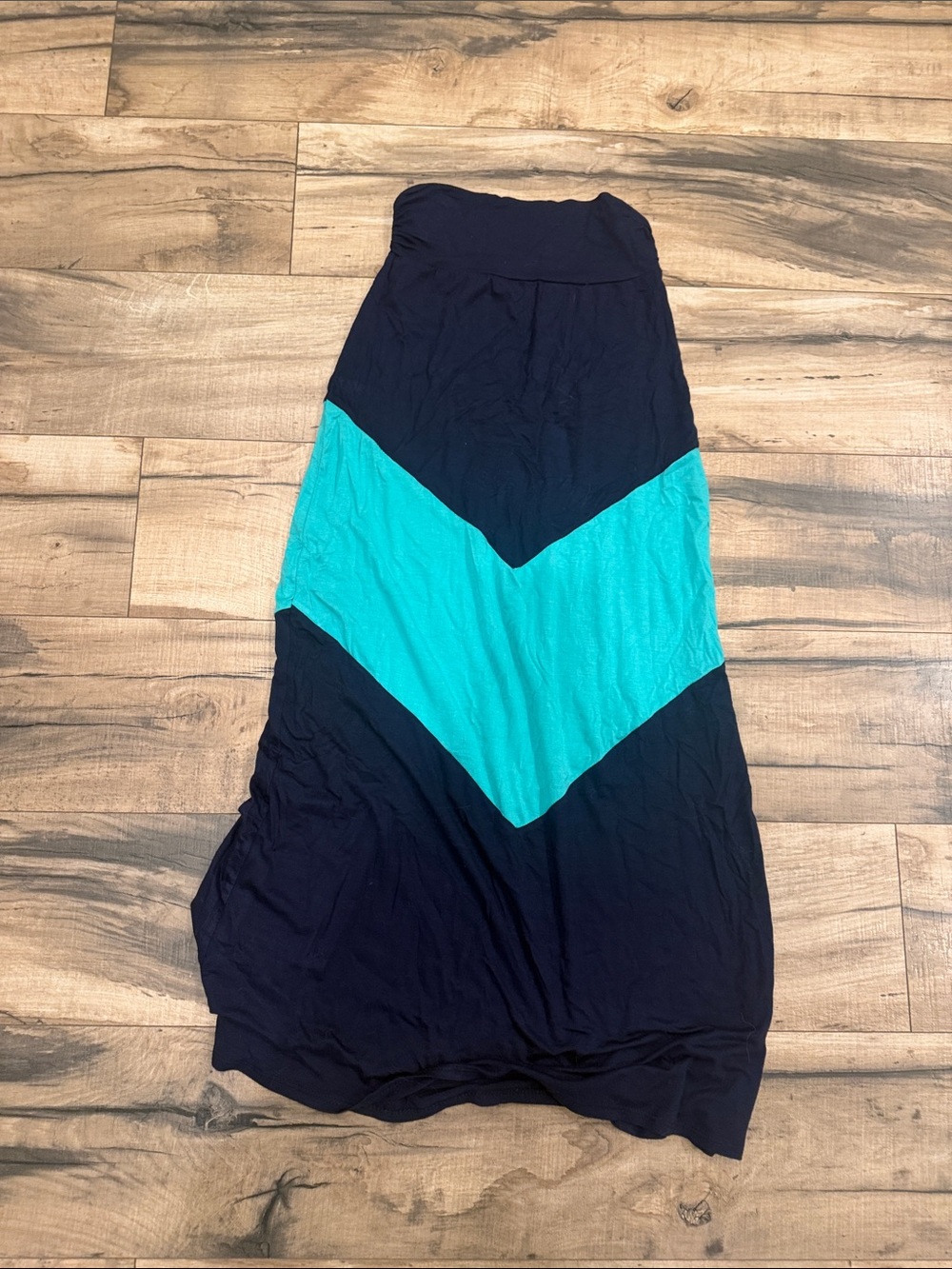 Rue21 Navy Maxi Skirt with Teal Chevron Panel